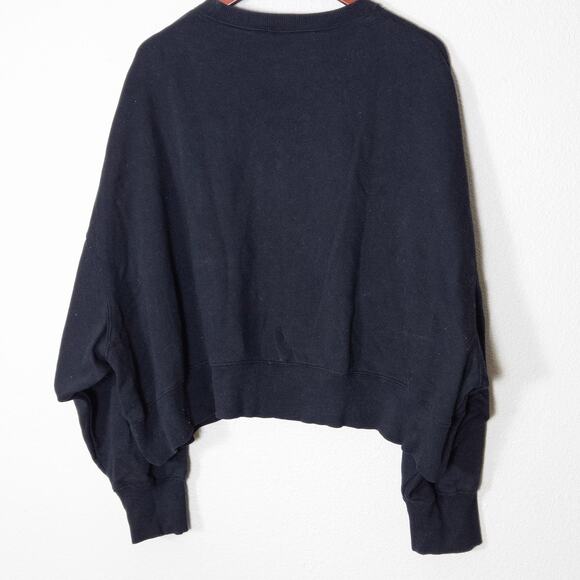 Nike Cropped Oversized Sweatshirt Black Size XL Sporty Minimal - Picture 2 of 7